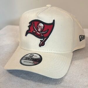 New Era Bucs Cream Cap with Red Logo